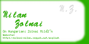 milan zolnai business card